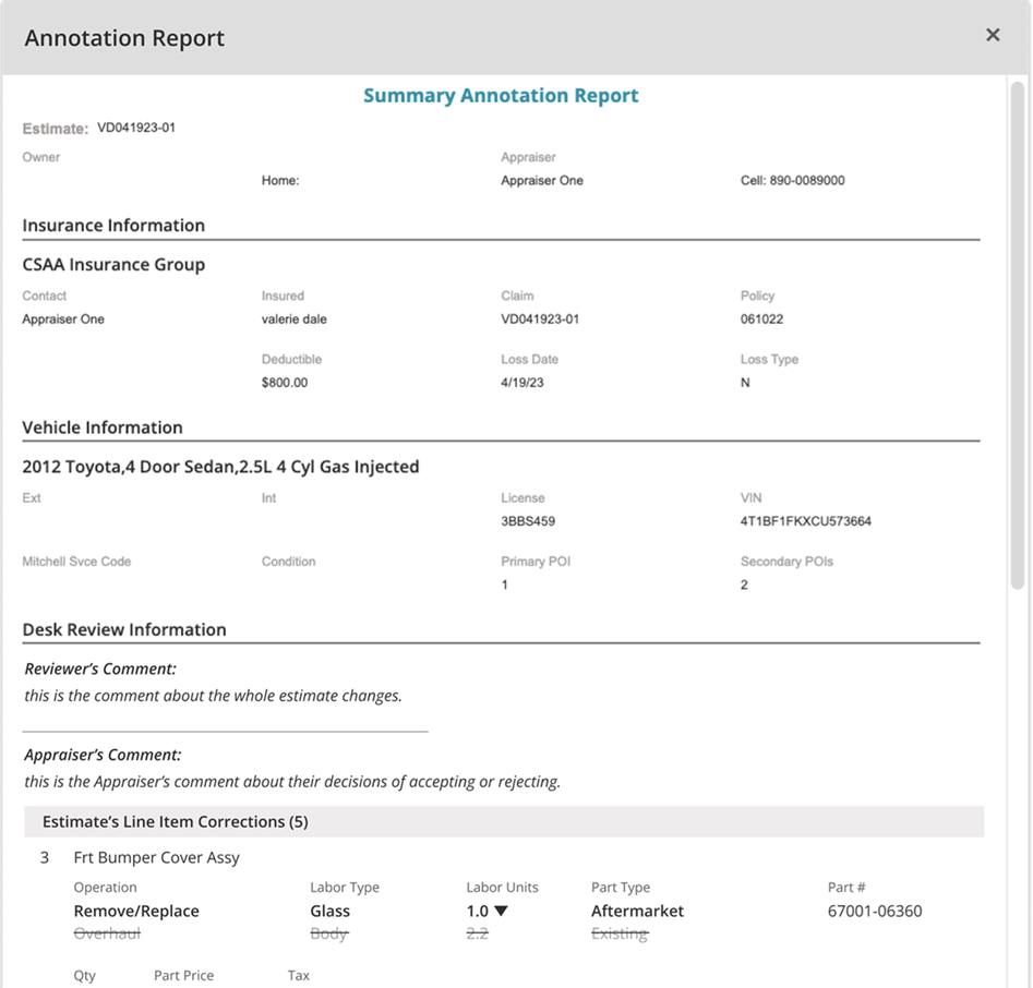 Update Annotation Report Change Requests